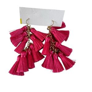 Boho Pink Tassel Earrings Statement Y2K 90s Retro Vintage‎